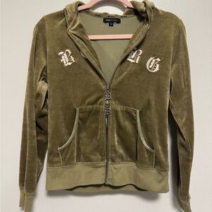 Vintage Y2K Style BCBGMaxazria Green Sequin Queen Velvet Track Jacket